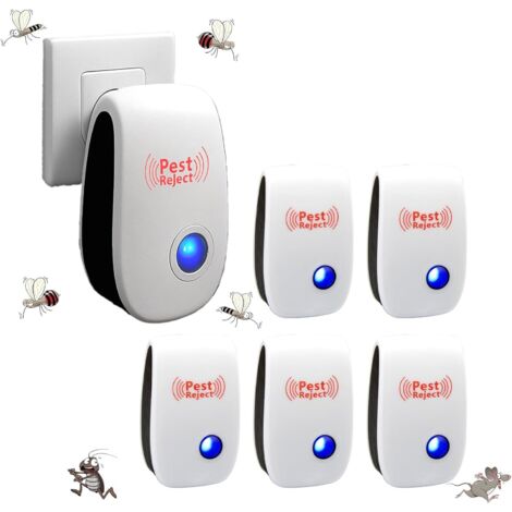 Lot de 6 Repulsif Ultrason Double Fréquence - Anti Souris & Moustiques -  Couverture 360°  sans Produits Chimiques  ABS Ignifuge  Économe en Énergie - Blanc