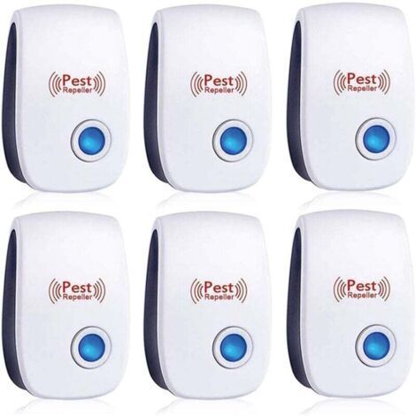 Lot de 6 répulsifs à ultrasons pour insectes, anti-cafards, fourmis, souris, punaises, rats, rongeurs, moustiques, araignées, pour la maison, le bureau, l'entrepôt et l'hôtel