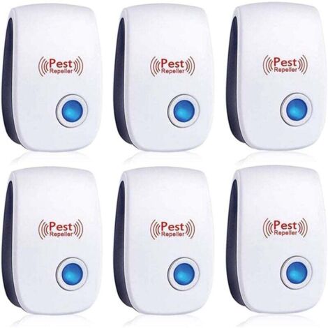 Lot de 6 répulsifs à ultrasons pour insectes, anti-cafards, fourmis, souris, punaises, rats, rongeurs, moustiques, araignées, pour la maison, le bureau, l'entrepôt et l'hôtel