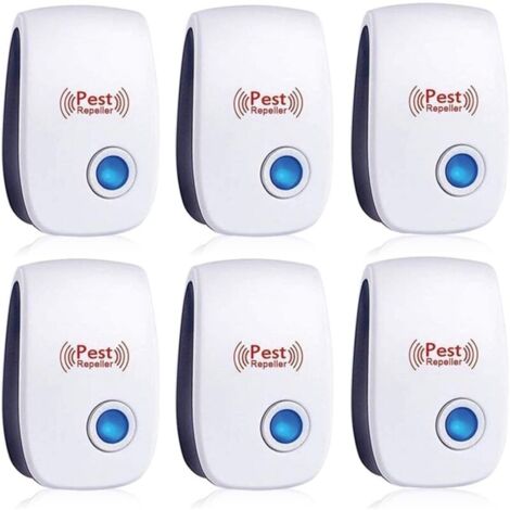 Lot de 6 répulsifs à ultrasons pour insectes, anti-cafards, fourmis, souris, punaises, rats, rongeurs, moustiques, araignées, pour la maison, le bureau, l'entrepôt et l'hôtel