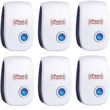 Lot de 6 répulsifs à ultrasons pour insectes, anti-cafards, fourmis, souris, punaises, rats, rongeurs, moustiques, araignées, pour la maison, le bureau, l'entrepôt et l'hôtel