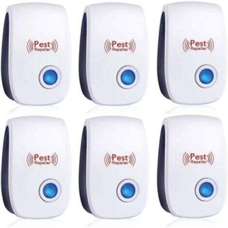 Lot de 6 répulsifs à ultrasons pour insectes, anti-cafards, fourmis, souris, punaises, rats, rongeurs, moustiques, araignées, pour la maison, le bureau, l'entrepôt et l'hôtel