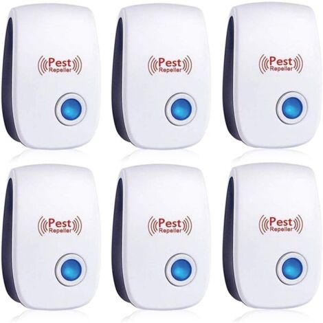 Lot de 6 répulsifs à ultrasons pour insectes. anti-cafards. fourmis. souris. punaises. rats. rongeurs. moustiques. araignées. pour la maison. le bureau. l'entrepôt et l'hôtel