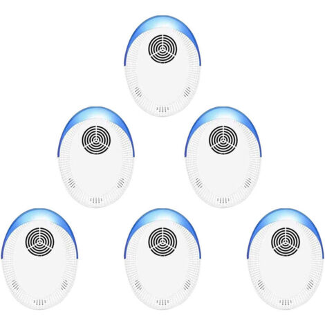 Lot de 6 répulsifs rongeurs et insectes, répulsif à ultrasons, non toxique, sans odeur, très efficace, puissant, blanc