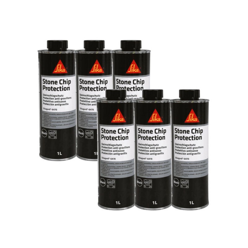 Sika - Lot de 6 revêtements anti-gravillons gard 6470 - Noir - 1L