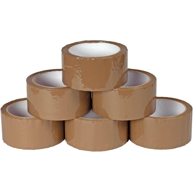 Osqi - Lot de 6 rouleaux de ruban adhésif - Dimensions standard - Longueur : 50 m - Largueur : 50 mm - Pour paquet et carton - Marron