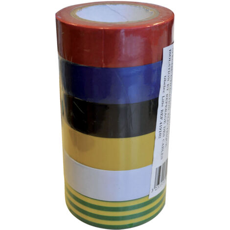 Lot de 6 rubans adhésifs PVC isolants multicouleurs, long. 10m - Tibelec