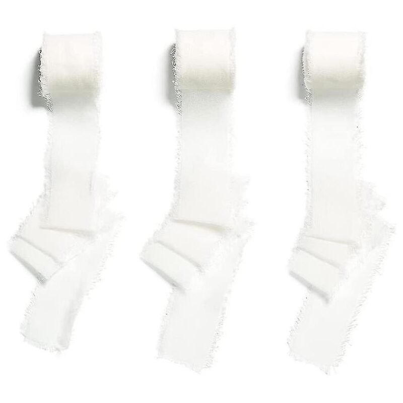 Lot de 6 rubans cadeaux blancs en mousseline de soie pour femmes, 4 cm x 5 m, rubans décoratifs pour mariage, festival