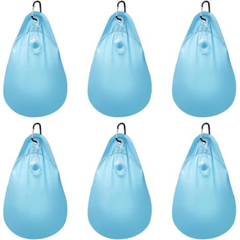 Lot de 6 sacs à eau pour bâche de piscine avec crochets, Sacs D'Eau Lourds pour Couverture de Piscine, en PVC, anti-fuite, sac à suspendre, à remplir, poids pour bâche de piscine d'hiver