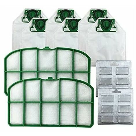 Lot de 6 sacs à poussière + 2 filtres Hepa + 2 blocs de parfum pour aspirateur VK200 (couleur : vert) - Vert