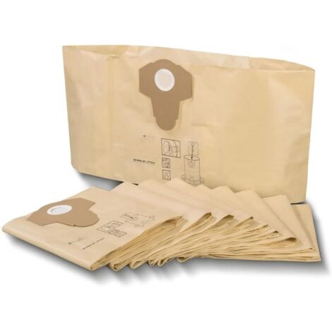 Lot de 6 Sacs Aspirateur 30L, Papier Double Couche, Résistant Déchirure, Pour Atelier Jardin