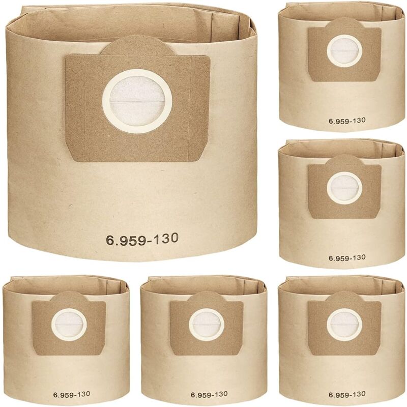 Lot de 6 Sacs d'aspirateur pour Karcher WD3 MV3 WD3P, Sacs filtrants en papier de rechange pour Aspirateu 6.959-130.0