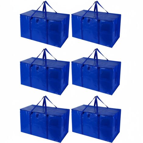 Lot de 6 sacs de déménagement grand format, pour vêtements et couette, avec poignées