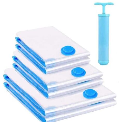 Lot de 6 sacs de rangement sous vide avec pompe manuelle (2 petits + 2 grands + 2 très grands)