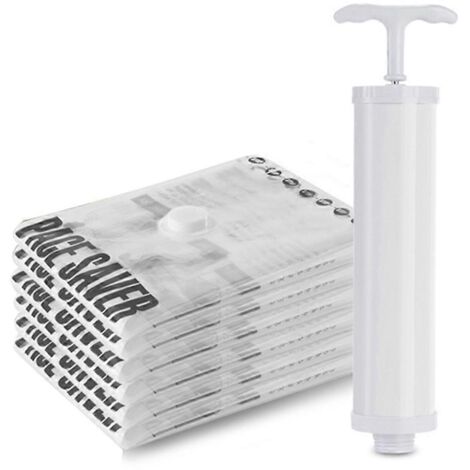 Lot de 6 sacs de rangement sous vide avec pompe manuelle de voyage pour le rangement des vêtements - Taille M