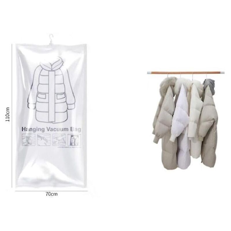 Lot de 6 sacs de rangement sous vide suspendus pour vêtements, sacs économiseurs d'espace sous vide pour vêtements avec crochet de suspension