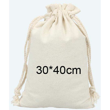 Lot de 6 Sacs en Toile de Jute Pochon Tissu Sac en Coton avec Cordon pour Sachet de Cadeau Maison et Voyage (30x40cm) Cisea