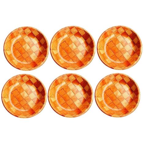 Lot de 6 saladiers en bois de 20 cm (8 pouces) avec motif carré pour la nourriture