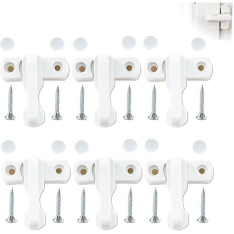 Lot de 6 Sash Jammer Serrure, de Fenêtre-Alliage, Serrures de Fenêtre en Alliage de Zinc, Verrou de Sécurité pour Fenêtre et Porte UPVC PVC, Sash Jammer Rotatif 180°, Dispositif Antivol pour Maison