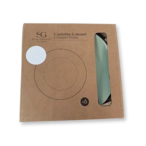 Lot de 6 - SECRET DE GOURMET - Assiettes à dessert - Vintage Home - Vert pastel - Design rétro élégant - Voir photos