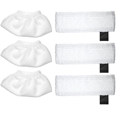 Lot de 6 serpillères de rechange pour Karcher SC2-SC3-SC4-SC5 (3 housses de buse de chiffon et 3 tampons de nettoyage en microfibre)