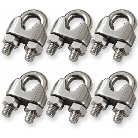 Lot de 6 serre-câbles M10 de 9,5 mm en acier inoxydable 304