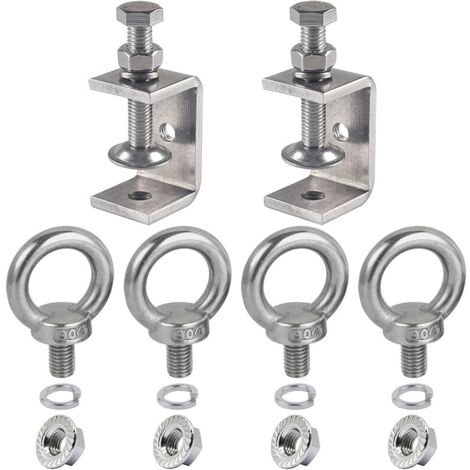 Lot de 6 serre-joints en C en acier inoxydable 304 - Plage de serrage réglable de 6 à 30 mm - Ouvertures de mâchoire en C de 35 mm avec vis à anneau M8 pour le travail du bois