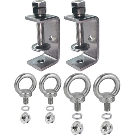 Lot de 6 serre-joints en C en acier inoxydable - Petite pince en C - Plage de serrage réglable de 20 à 50 mm - Ouvertures de mâchoire en C de 55 mm avec vis à anneau M8 M10 pour le travail du