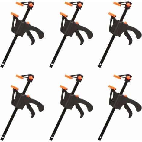 DOLASO Lot de 6 Serre-joints en Forme de F, Serre Joint avec Serrage Rapide et Facile, Outils à Main pour Menuiserie, Porte en Bois(4pouces)