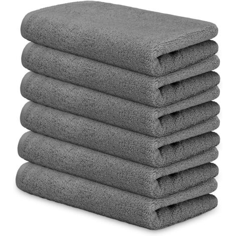 Lot de 6 Serviettes 30x50 cm Coton 450g/m² Douces Absorbantes Maison Hôtel Spa