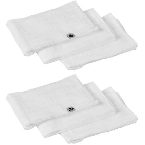 Lot de 6 serviettes 40 x 40 cm en double gaze de coton blanc - PEPA
