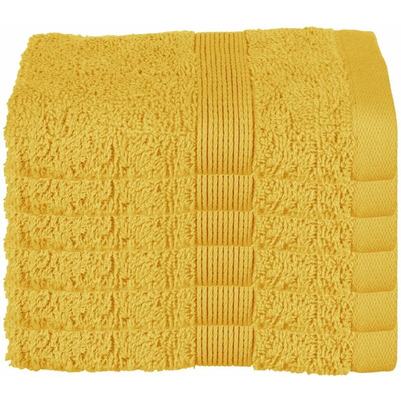 lot de 6 serviettes de toilette en coton jaune ocre tissu éponge 30 x 50 cm atmosphera jaune