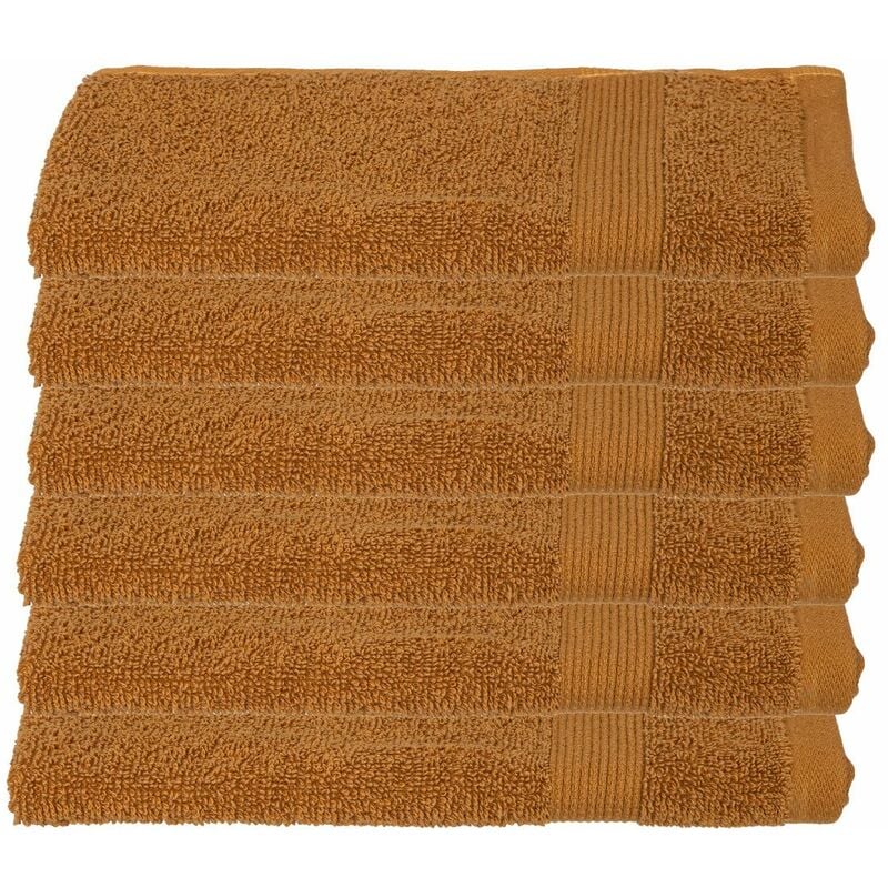 lot de 6 serviettes de toilette en coton marron cannelle tissu éponge 30 x 50 cm atmosphera marron