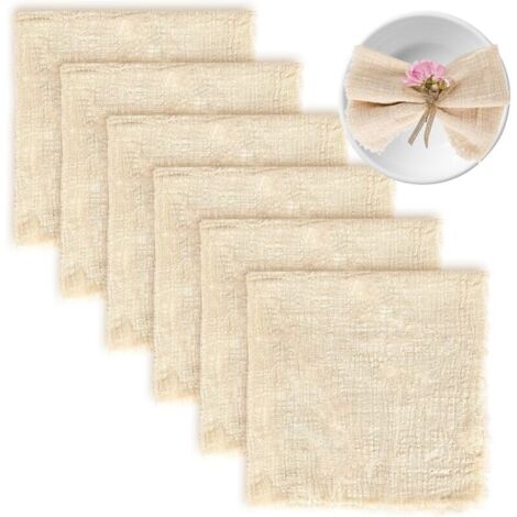 Lot de 6 serviettes en tissu de 42 x 42 cm, lavables, en tissu avec franges, pour fêtes, Noël, Thanksgiving, mariage, restaurant (kaki)