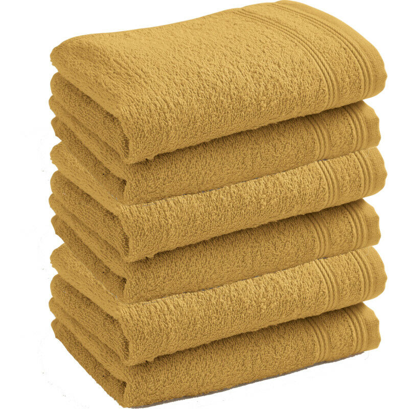 Univers D � Cor - Lot de 6 serviettes invité éponge 'Spa' 30 x 50 cm / 400 gr/m² - 'Spa' Jaune Maîs
