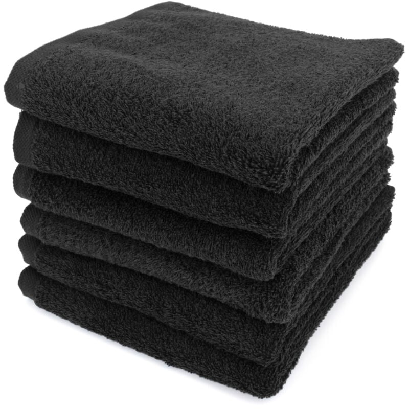 linnea - lot de 6 serviettes toilette 50x90 alpha - noir