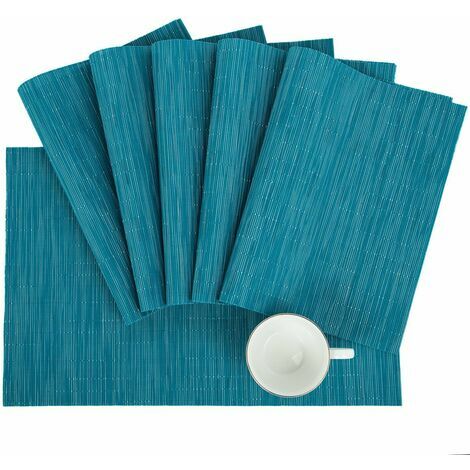 Lot de 6 Sets de Table antidérapant antidérapant en PVC Lavable pour Cuisine, Maison et Restaurant blue CHAM