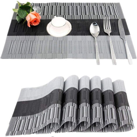 Lot de 6 sets de table antidérapants et lavables – Design dégradé argenté