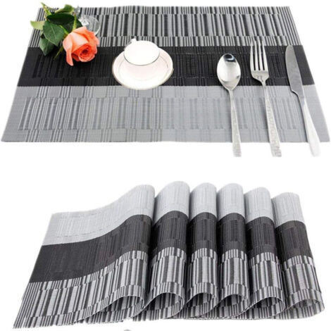 Lot de 6 sets de table antidérapants et lavables – Design dégradé argenté