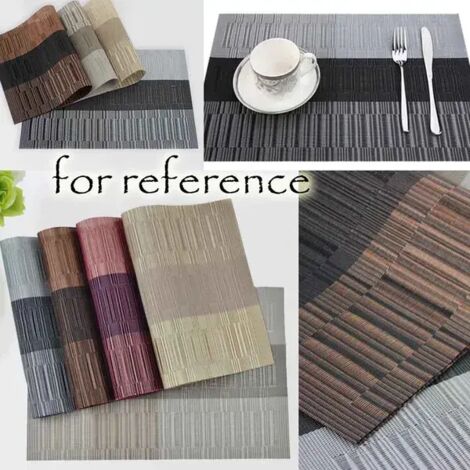 Lot de 6 sets de table antidérapants, faciles à nettoyer, en PVC, pour tables de restaurant et d'hôtel, couleur or.