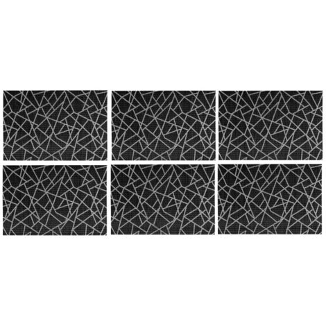 Lot de 6 sets de table craquelés - 45 x 30 cm - Noir - Livraison gratuite