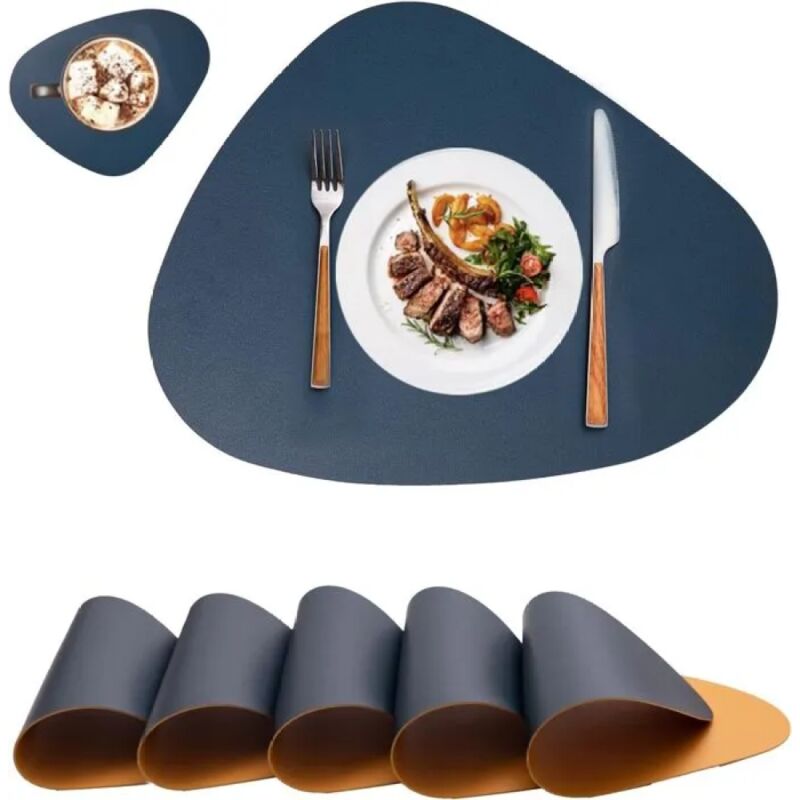 Lot de 6 sets de table et dessous de verre, Set de Table Antidérapant Double Face Set de TableLavable Imperméables Set Table et Dessous de Verre Set
