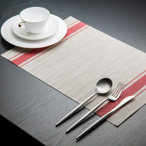 Lot de 6 sets de table lavables en PVC, antidérapants, résistants à la chaleur, faciles à nettoyer et à ranger.