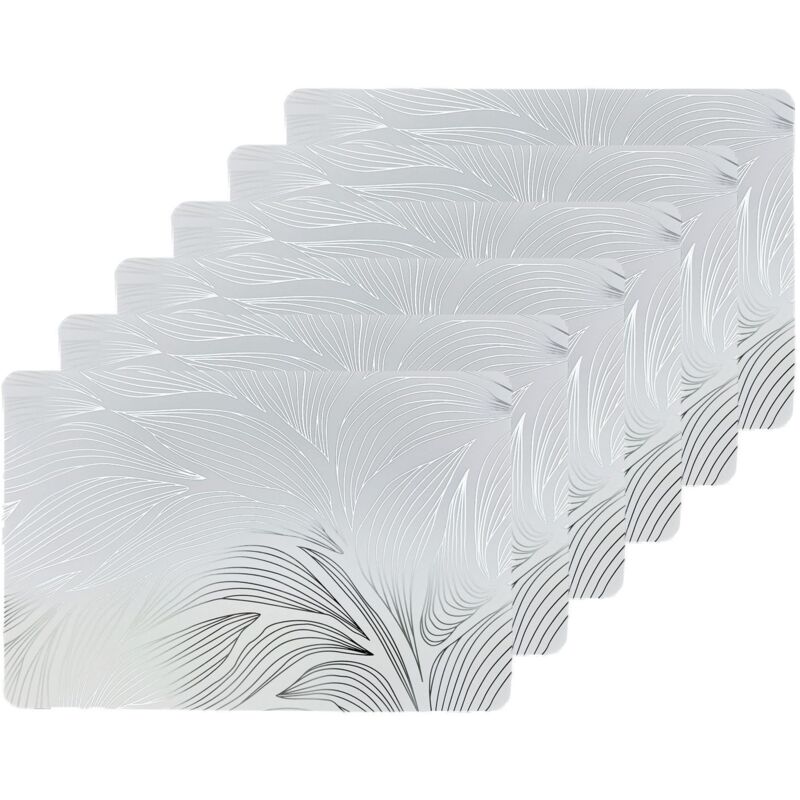 Lot de 6 sets de table motif feuillage avec encre métallique EDEN Lot de 6 sets de table motif feuillage avec encre métallique EDEN