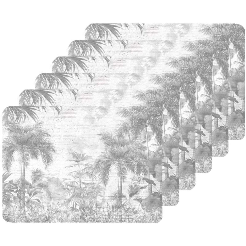 Lot de 6 sets de table motifs jungle SAGE Lot de 6 sets de table motifs jungle SAGE