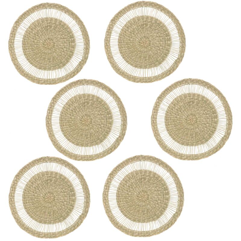 Secret De Gourmet - Lot de 6 sets de table rond en roseau tressé