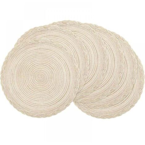Lot de 6 sets de table ronds de 15 pouces, tressés bohèmes, en vrac, en coton, résistants à la chaleur, antidérapants