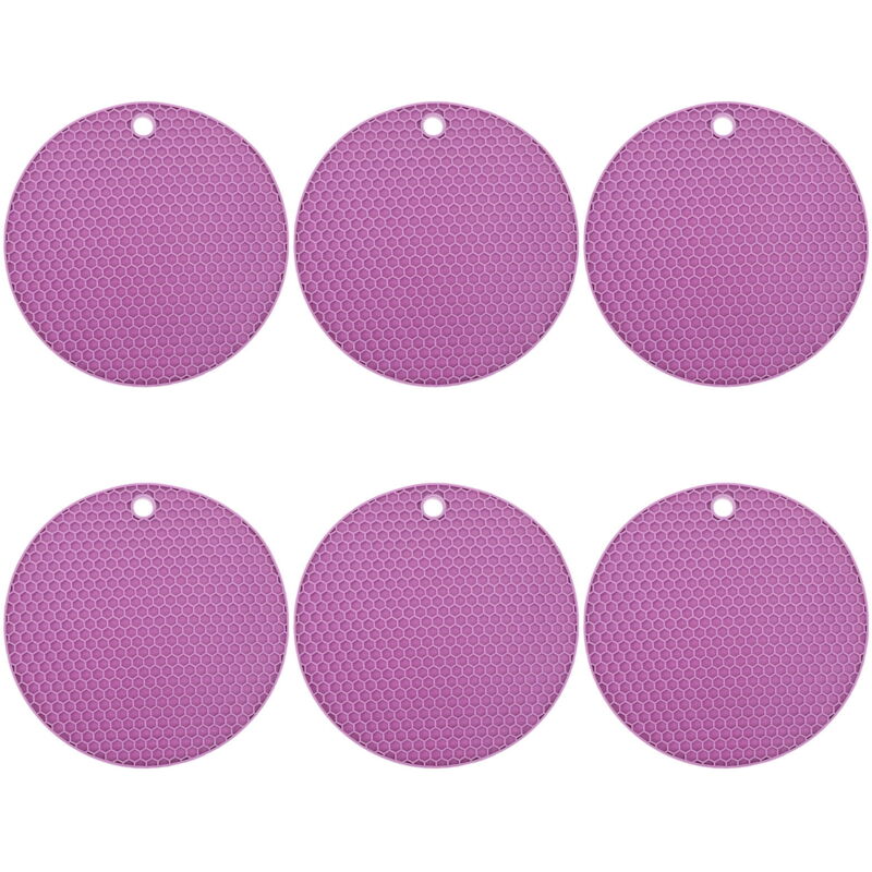 Feiyue - Lot de 6 sets de table ronds isolants en gel de silice violet