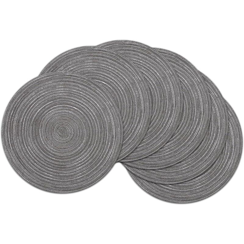 Lot de 6 sets de table ronds lavables gris foncé de 11 cm de diamètre, sets de table en coton tissé, résistants à la chaleur et antidérapants