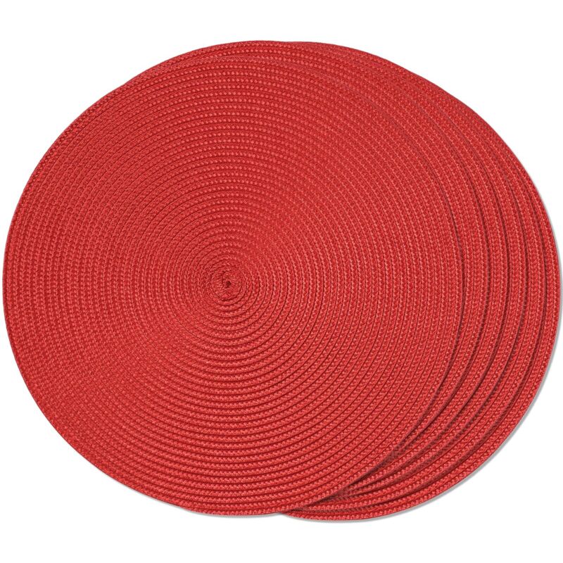Lot de 6 sets de table ronds tressés pour tables de salle à manger, lavables, antidérapants, 38,1 cm, rouge